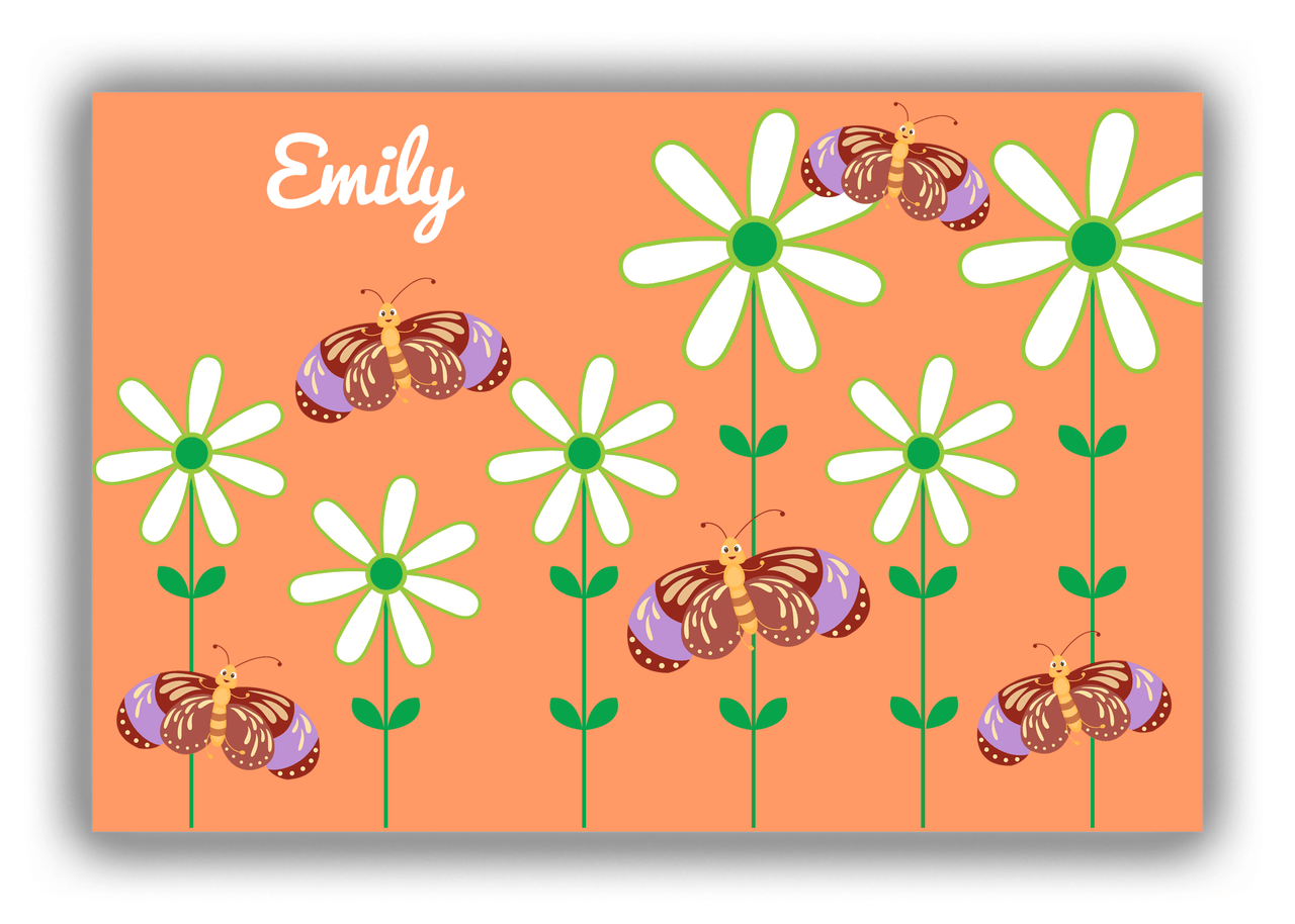 Personalized Butterflies Canvas Wrap & Photo Print V - Orange Background - Brown Butterflies - Front View