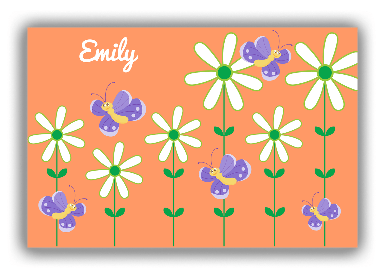 Personalized Butterflies Canvas Wrap & Photo Print V - Orange Background - Purple Butterflies II - Front View