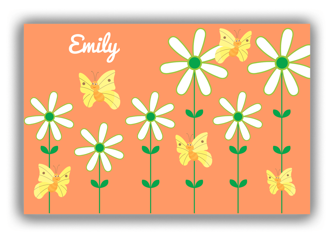 Personalized Butterflies Canvas Wrap & Photo Print V - Orange Background - Yellow Butterflies I - Front View