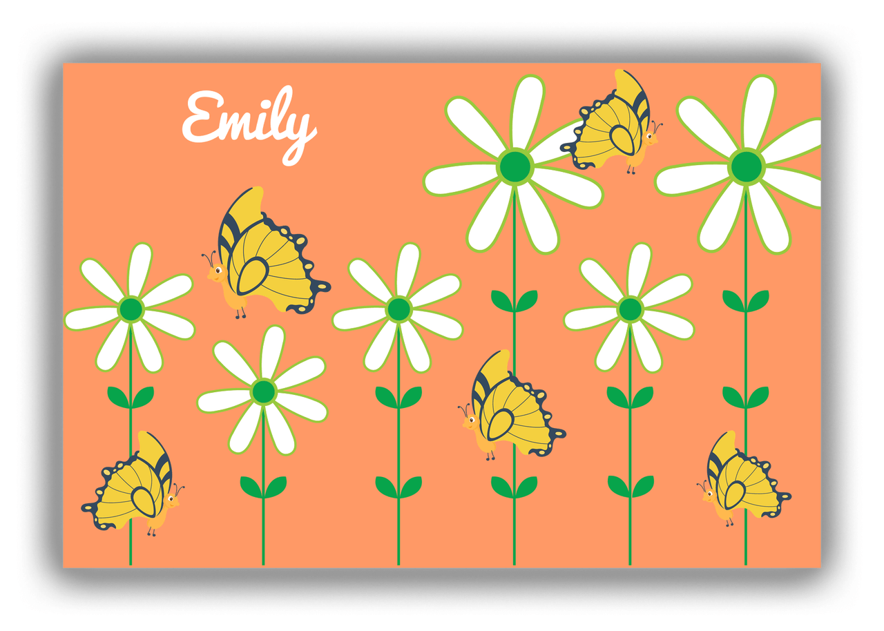 Personalized Butterflies Canvas Wrap & Photo Print V - Orange Background - Yellow Butterflies II - Front View
