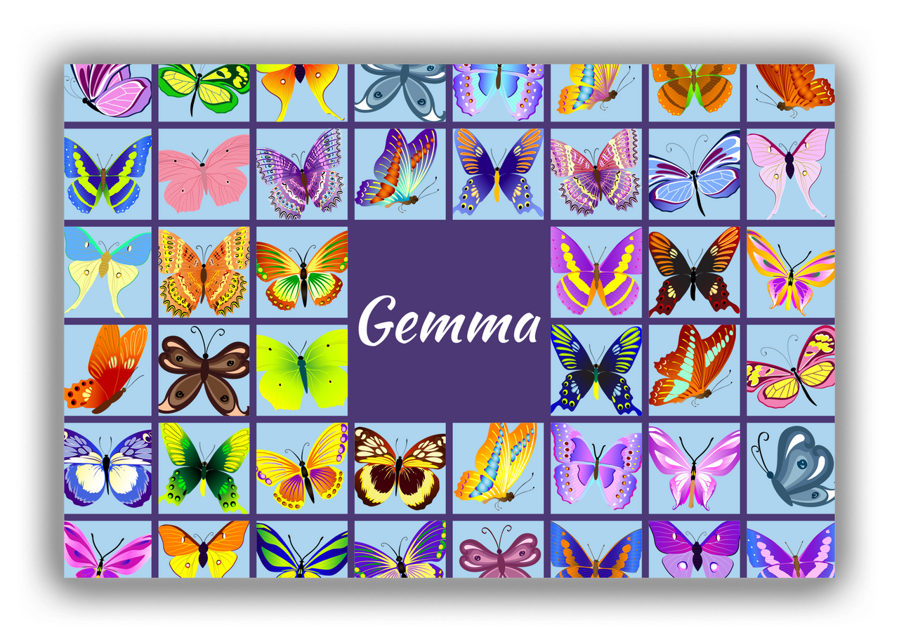 Personalized Butterflies Canvas Wrap & Photo Print VII - Blue Squares - Front View