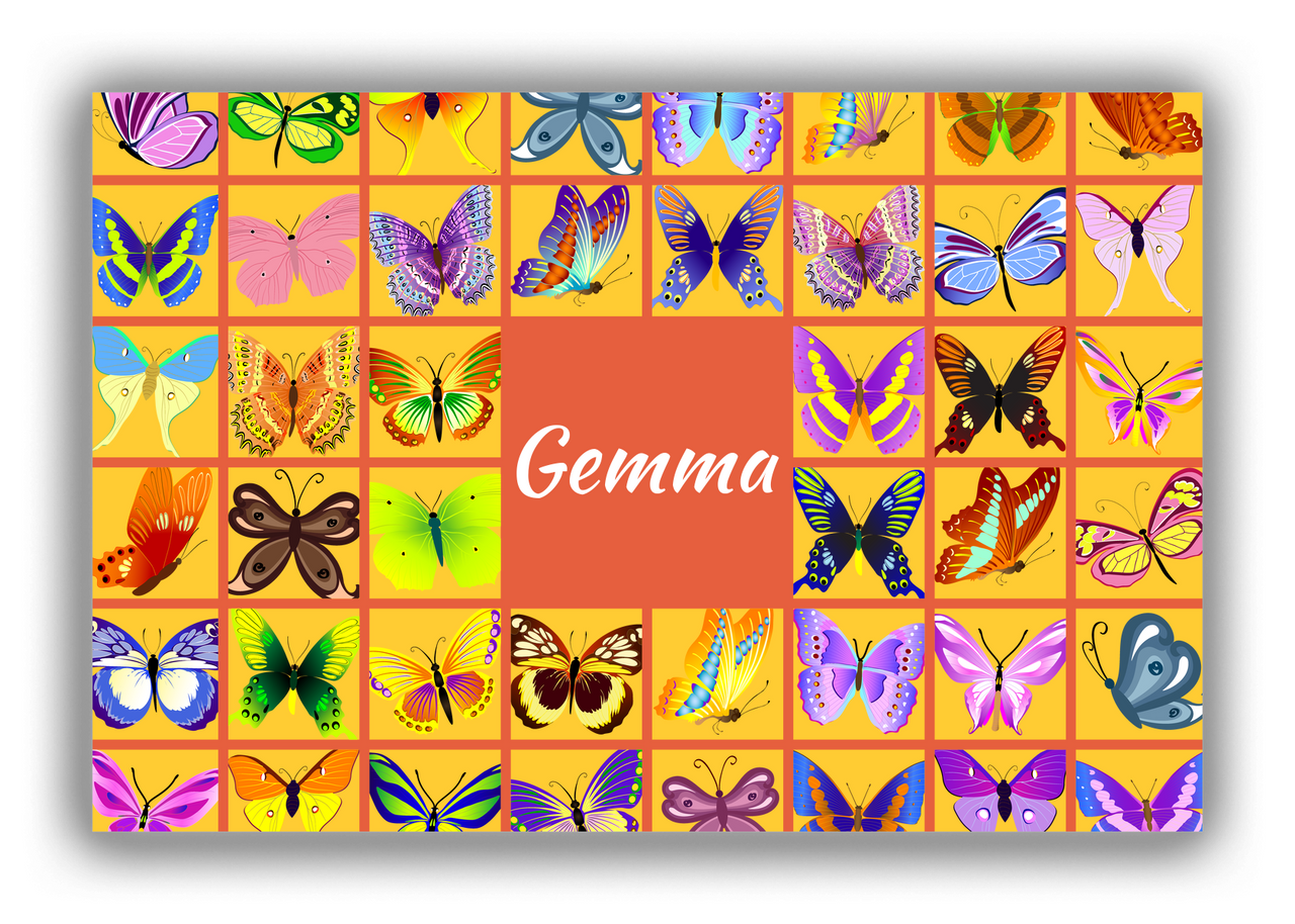 Personalized Butterflies Canvas Wrap & Photo Print VII - Yellow Squares - Front View