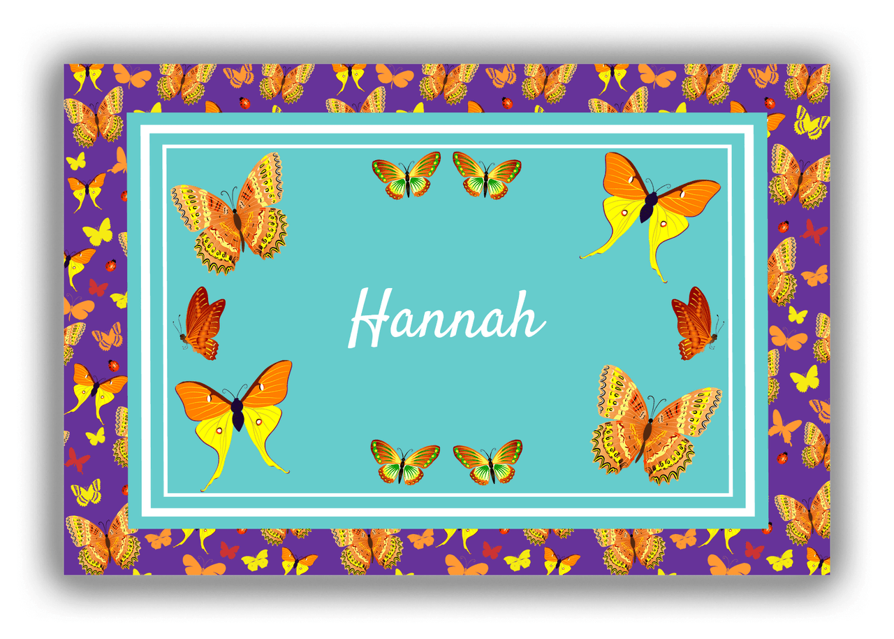 Personalized Butterflies Canvas Wrap & Photo Print VIII - Purple Background - Butterflies III - Front View