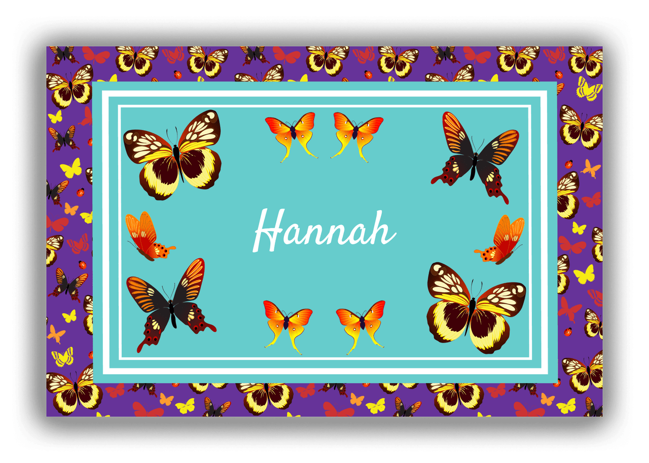 Personalized Butterflies Canvas Wrap & Photo Print VIII - Purple Background - Butterflies V - Front View