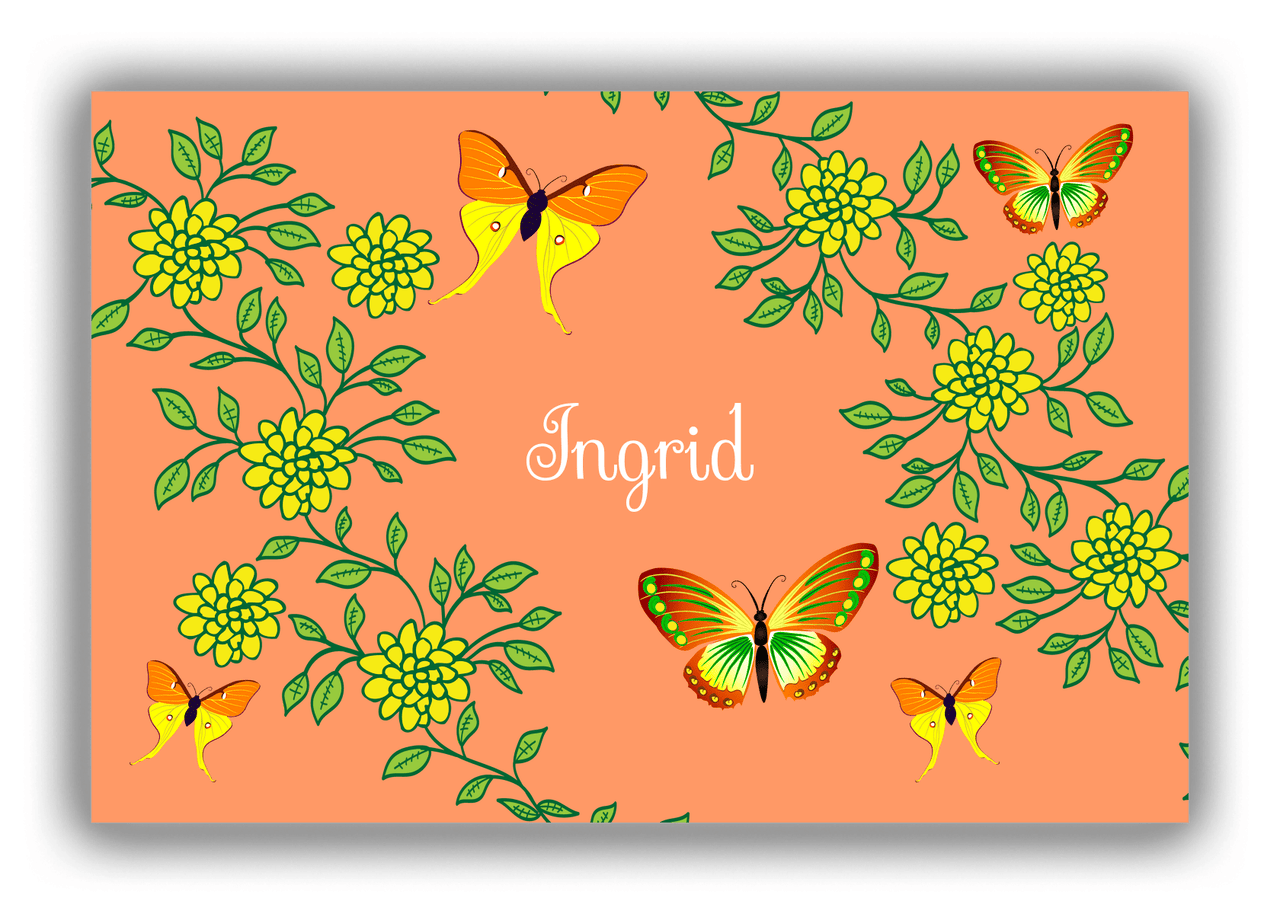 Personalized Butterflies Canvas Wrap & Photo Print IX - Orange Background - Orange Butterflies I - Front View
