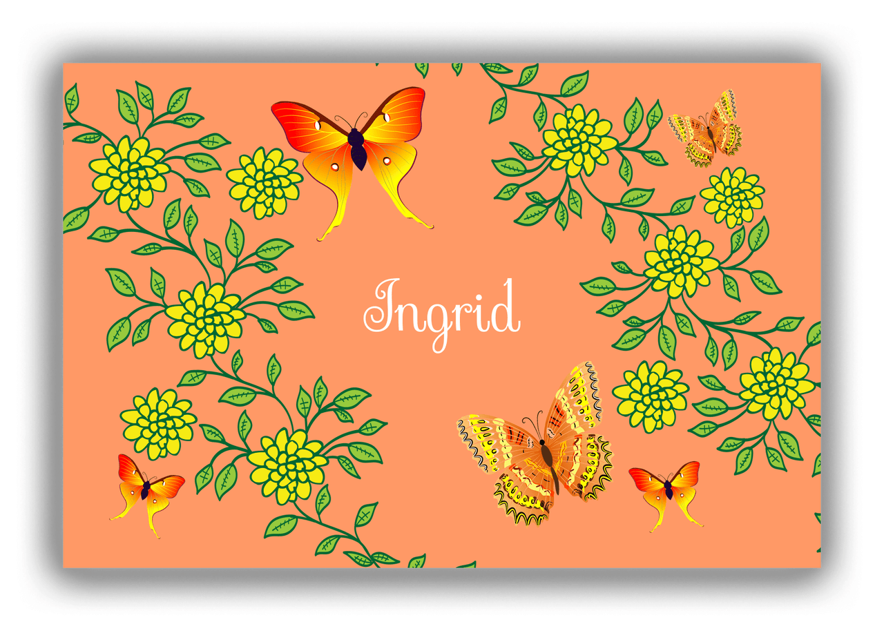 Personalized Butterflies Canvas Wrap & Photo Print IX - Orange Background - Orange Butterflies III - Front View