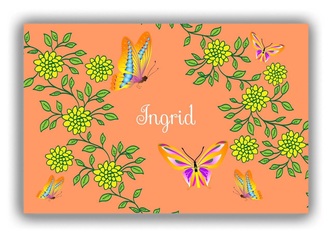 Personalized Butterflies Canvas Wrap & Photo Print IX - Orange Background - Orange Butterflies IV - Front View