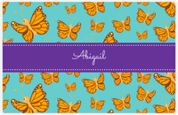Thumbnail for Personalized Butterfly Placemat I - Teal Background - Orange Butterflies -  View