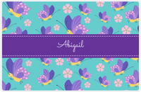 Thumbnail for Personalized Butterfly Placemat I - Teal Background - Purple Butterflies I -  View