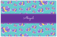 Thumbnail for Personalized Butterfly Placemat I - Teal Background - Purple Butterflies II -  View