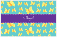 Thumbnail for Personalized Butterfly Placemat I - Teal Background - Yellow Butterflies I -  View