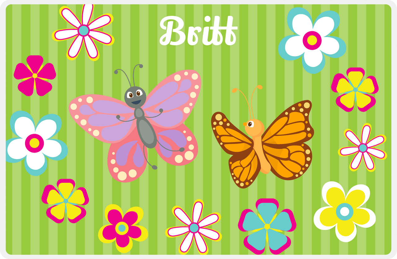 Personalized Butterfly Placemat II - Lime Background - Butterflies I -  View