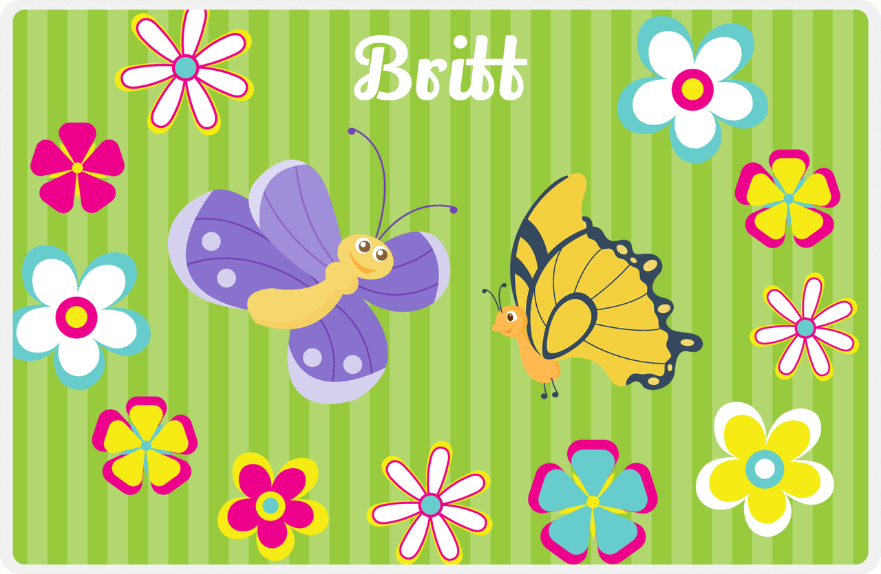 Personalized Butterfly Placemat II - Lime Background - Butterflies V -  View