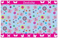 Thumbnail for Personalized Butterfly Placemat IV - Blue Background - Pink Butterflies I -  View