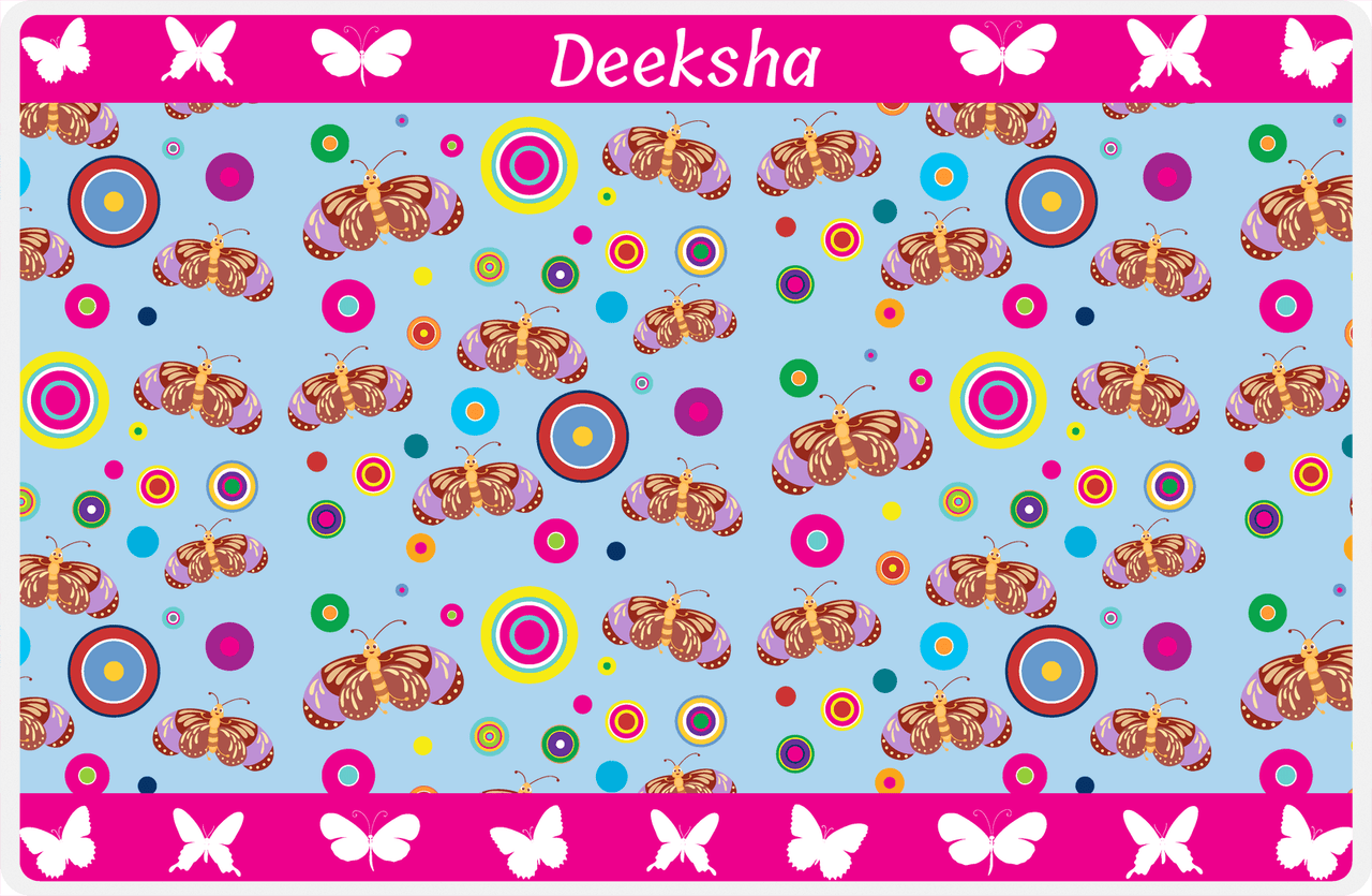 Personalized Butterfly Placemat IV - Blue Background - Brown Butterflies -  View