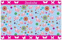Thumbnail for Personalized Butterfly Placemat IV - Blue Background - Pink Butterflies II -  View