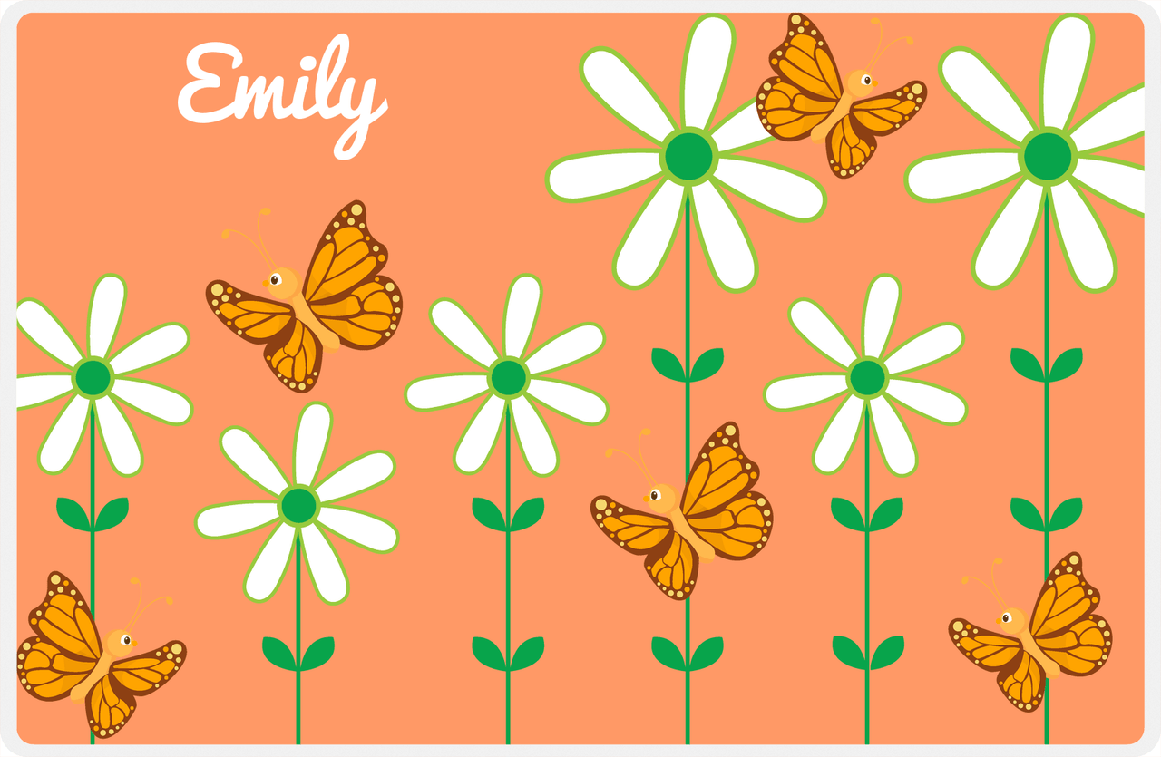 Personalized Butterfly Placemat V - Orange Background - Orange Butterflies -  View