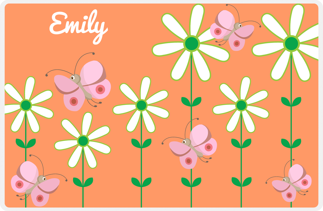 Personalized Butterfly Placemat V - Orange Background - Pink Butterflies II -  View