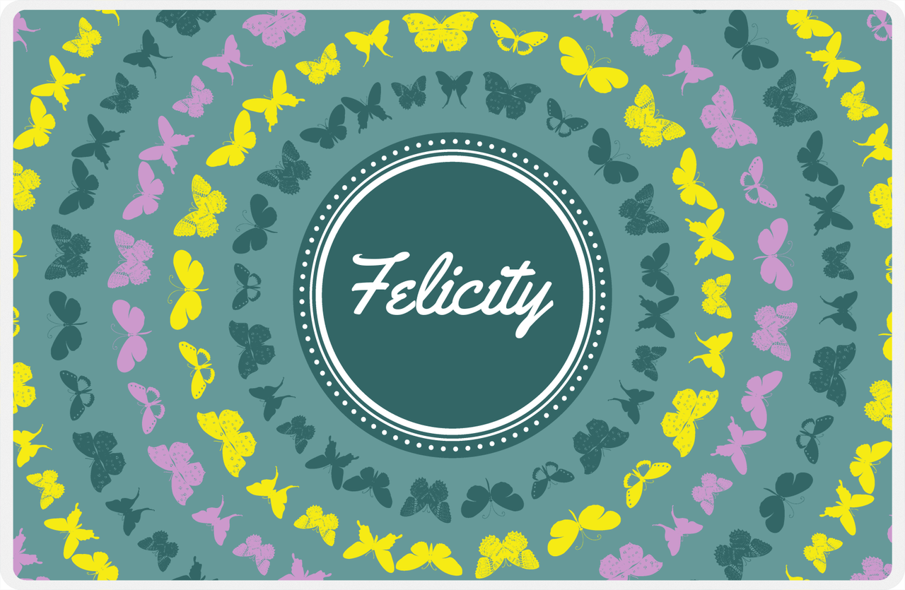 Personalized Butterfly Placemat VI - Dark Teal Background -  View