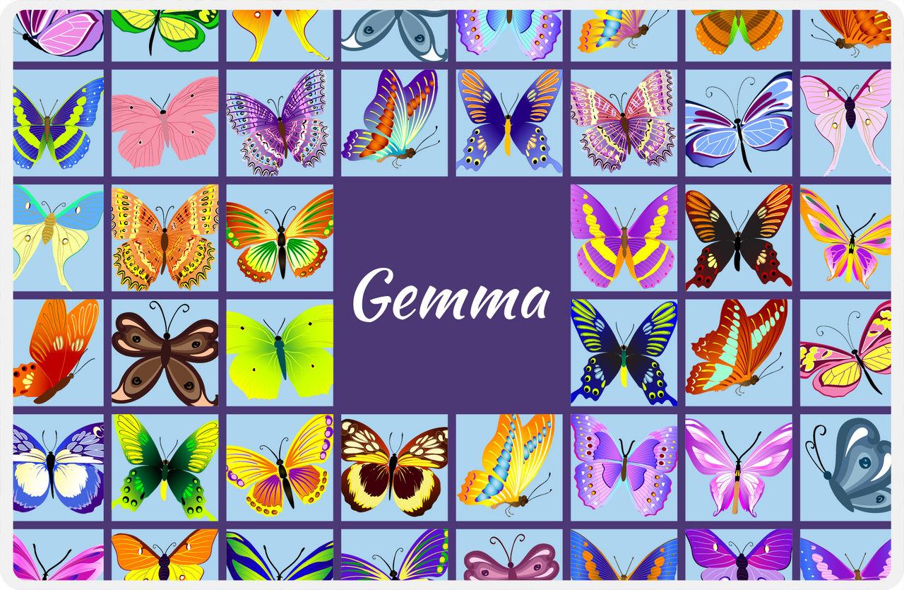 Personalized Butterfly Placemat VII - Purple Background -  View