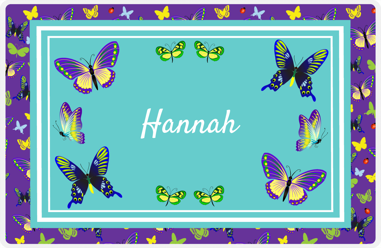 Personalized Butterfly Placemat VIII - Teal Background - Butterflies II -  View