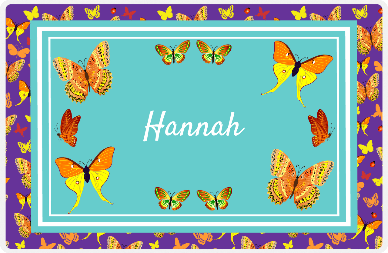 Personalized Butterfly Placemat VIII - Teal Background - Butterflies III -  View