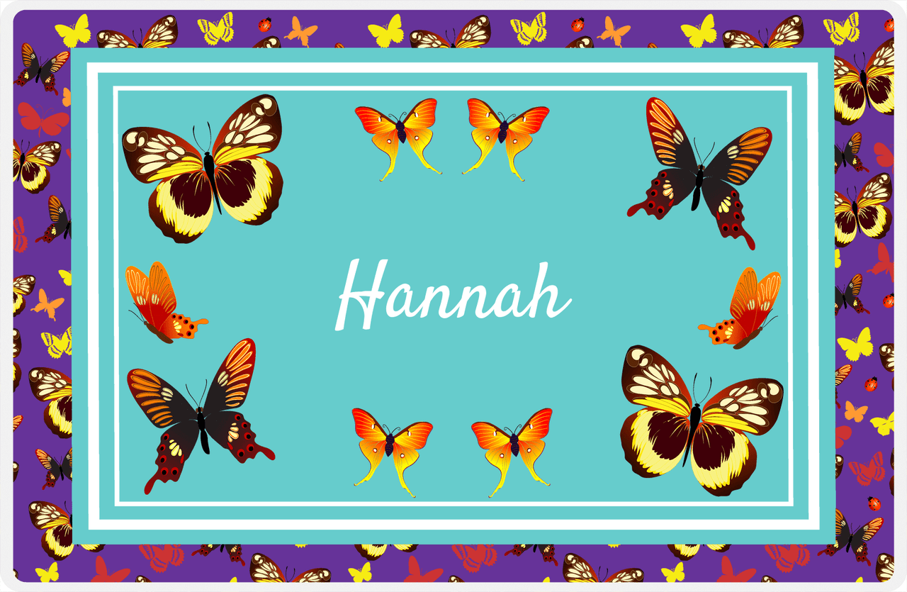 Personalized Butterfly Placemat VIII - Teal Background - Butterflies V -  View