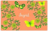 Thumbnail for Personalized Butterfly Placemat IX - Orange Background - Green Butterflies I -  View