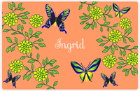 Thumbnail for Personalized Butterfly Placemat IX - Orange Background - Blue Butterflies I -  View