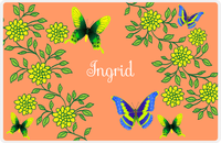 Thumbnail for Personalized Butterfly Placemat IX - Orange Background - Green Butterflies II -  View