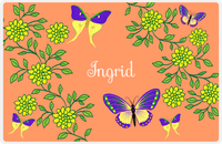 Thumbnail for Personalized Butterfly Placemat IX - Orange Background - Purple Butterflies IV -  View