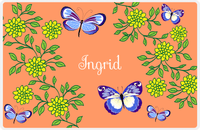 Thumbnail for Personalized Butterfly Placemat IX - Orange Background - Blue Butterflies II -  View