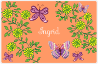 Thumbnail for Personalized Butterfly Placemat IX - Orange Background - Purple Butterflies VI -  View