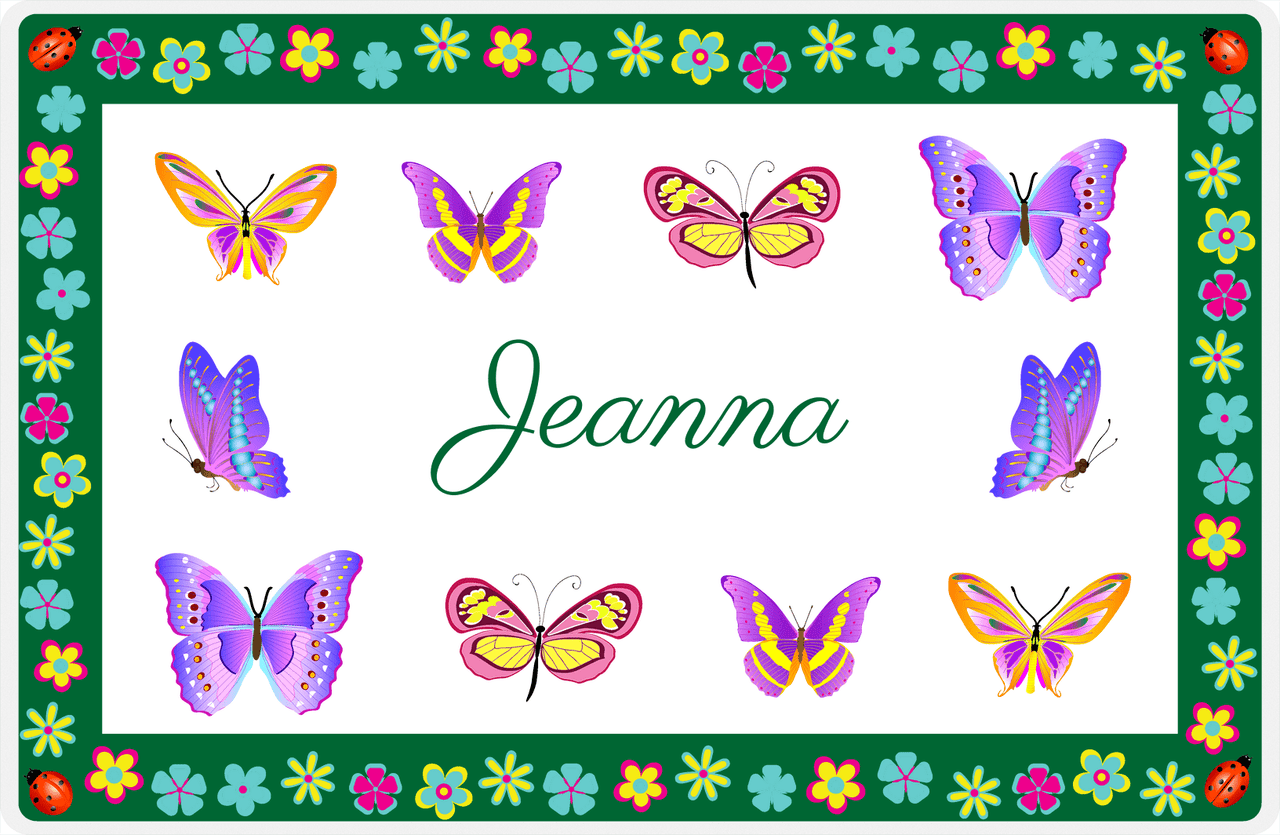 Personalized Butterfly Placemat X - White Background - Butterflies II -  View