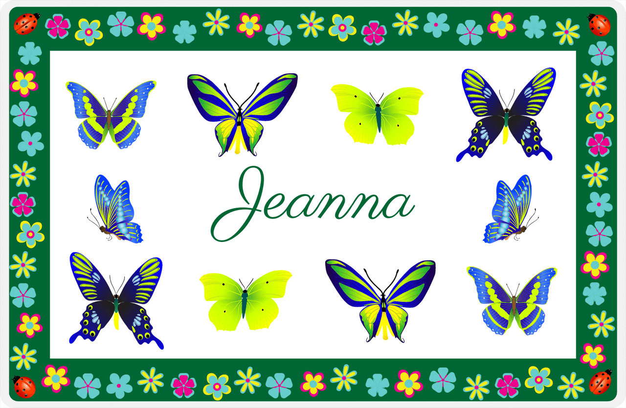 Personalized Butterfly Placemat X - White Background - Butterflies III -  View