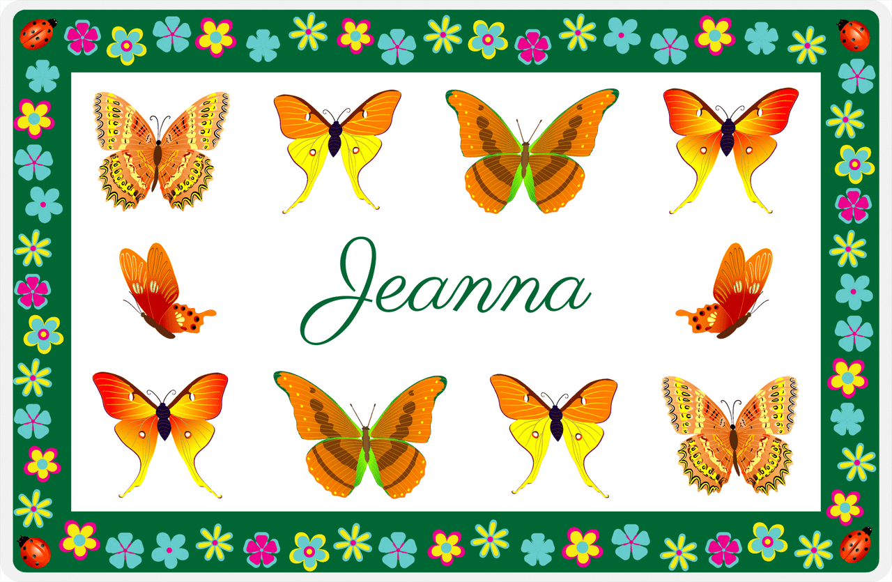 Personalized Butterfly Placemat X - White Background - Butterflies V -  View