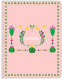 Thumbnail for Personalized Cactus / Succulent Notebook IV - Cactus Wreath - Pink Background - Front View