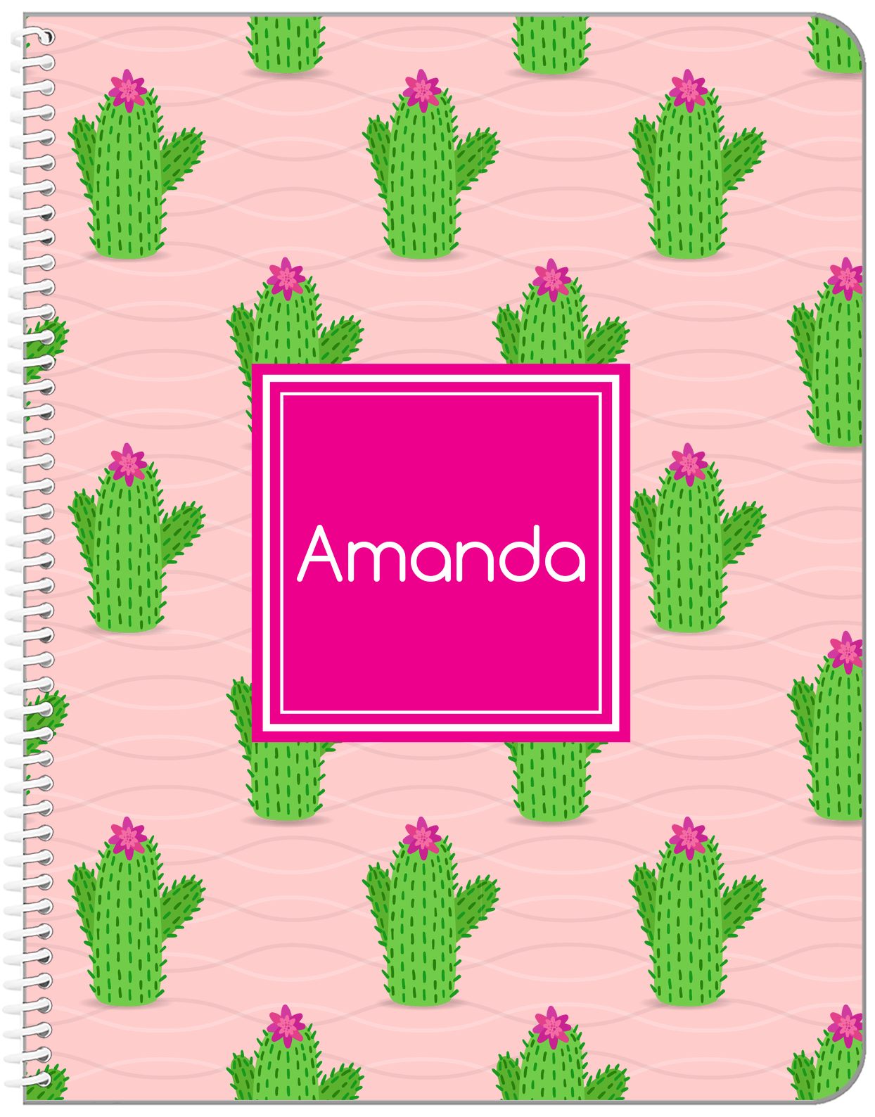 Personalized Cactus / Succulent Notebook IX - Cactus Pattern I - Front View