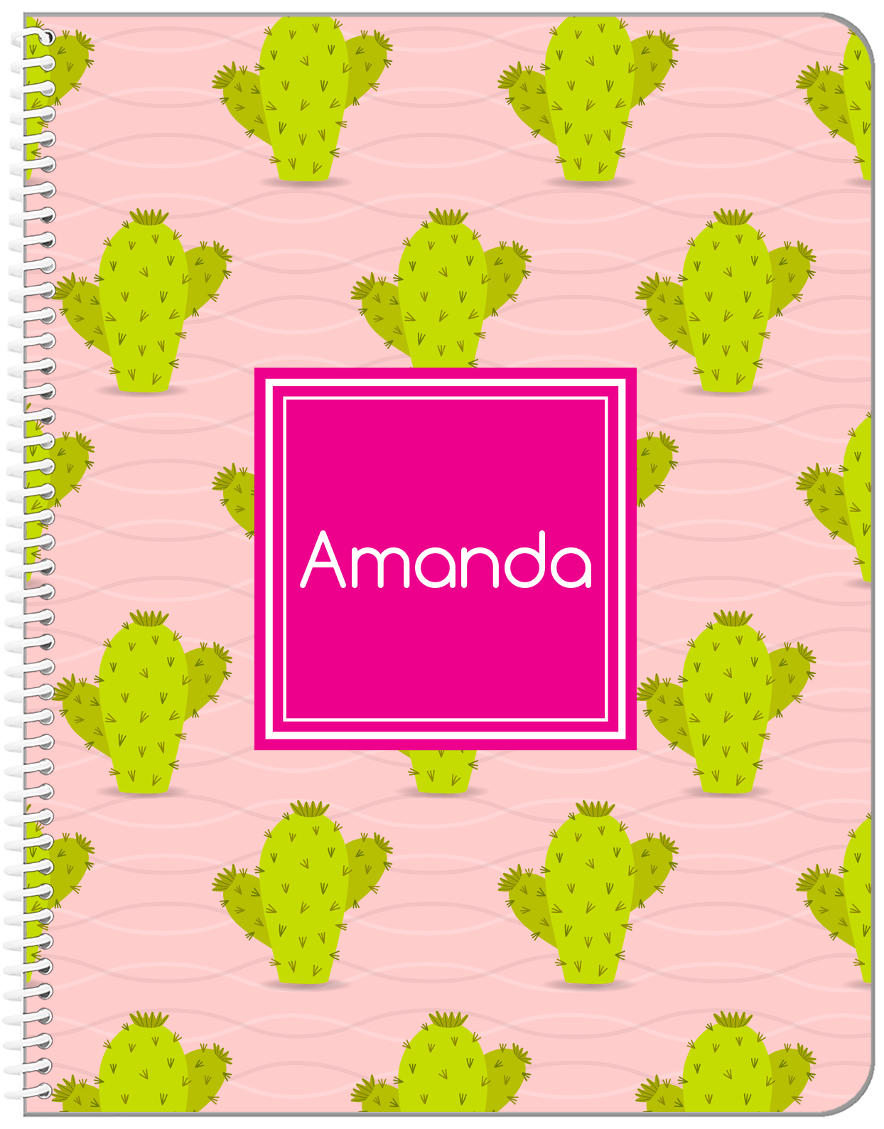 Personalized Cactus / Succulent Notebook IX - Cactus Pattern II - Front View