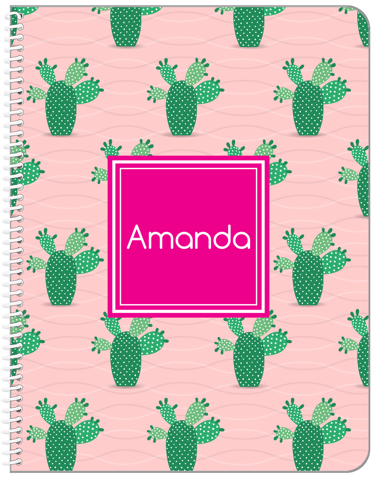 Personalized Cactus / Succulent Notebook IX - Cactus Pattern III - Front View