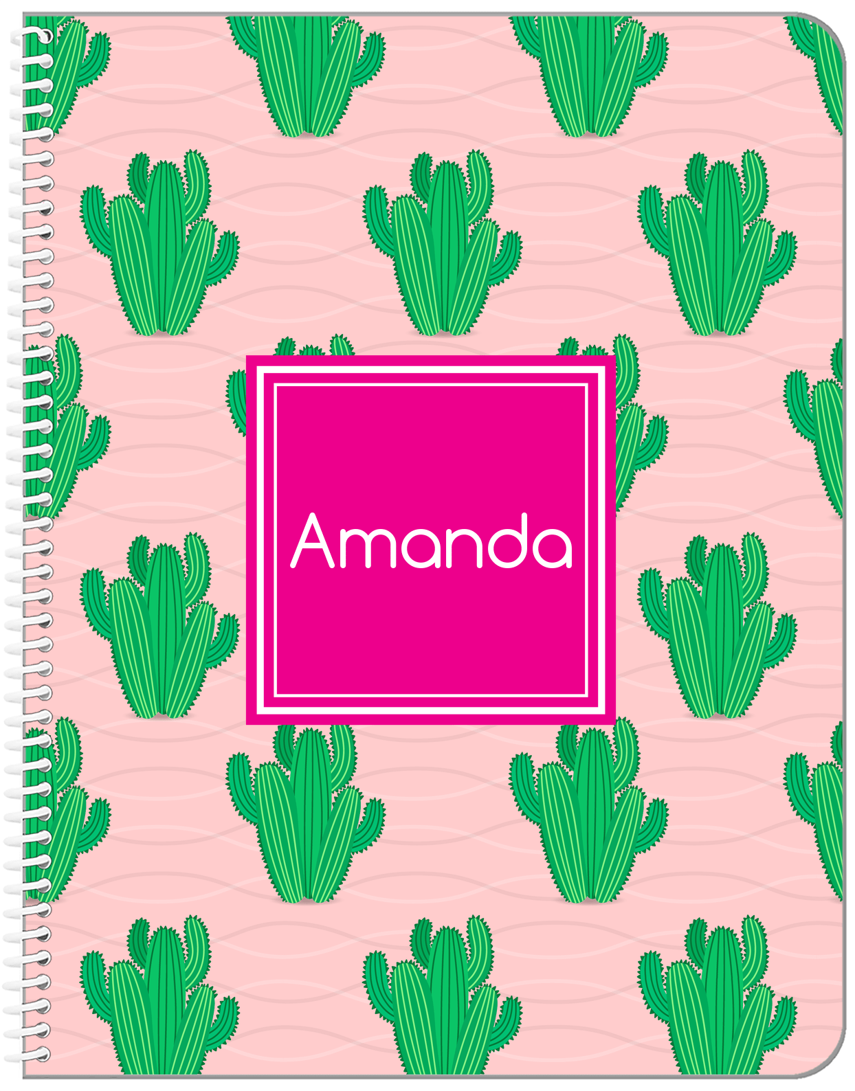 Personalized Cactus / Succulent Notebook IX - Cactus Pattern VI - Front View