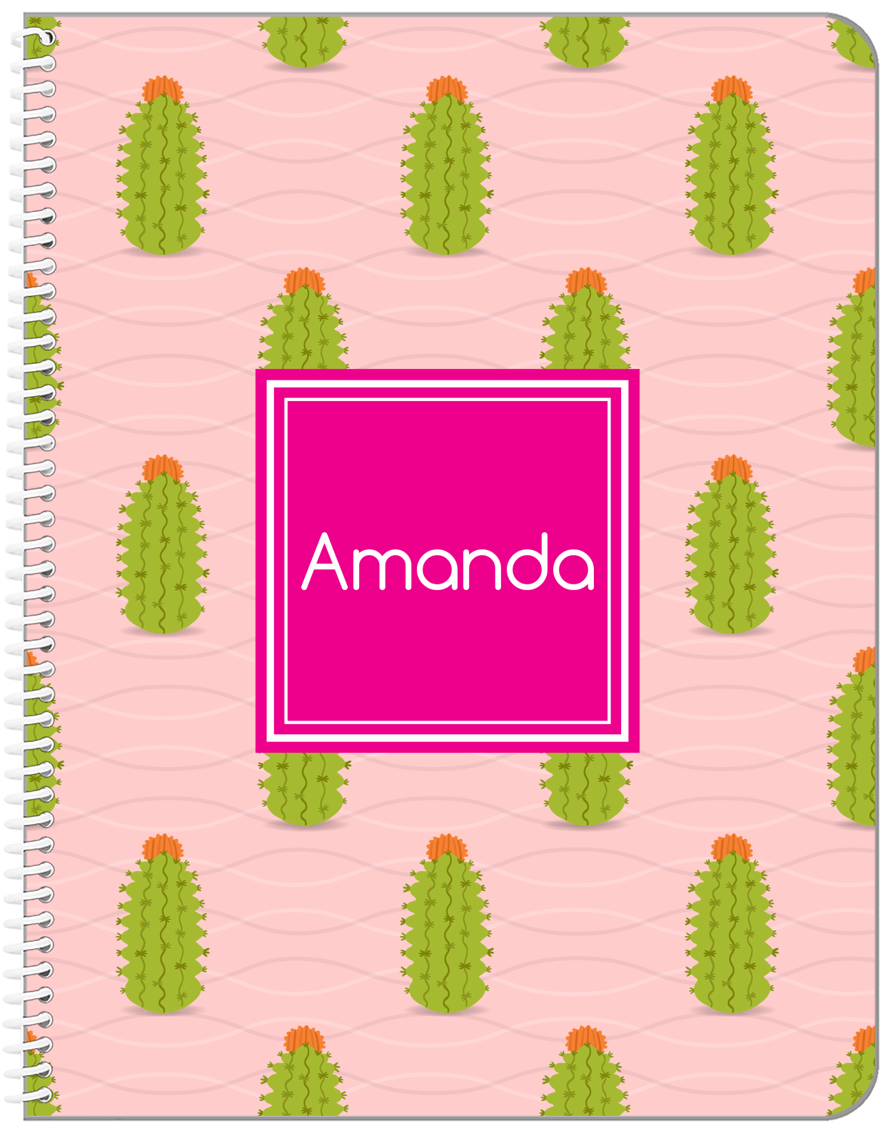 Personalized Cactus / Succulent Notebook IX - Cactus Pattern IX - Front View