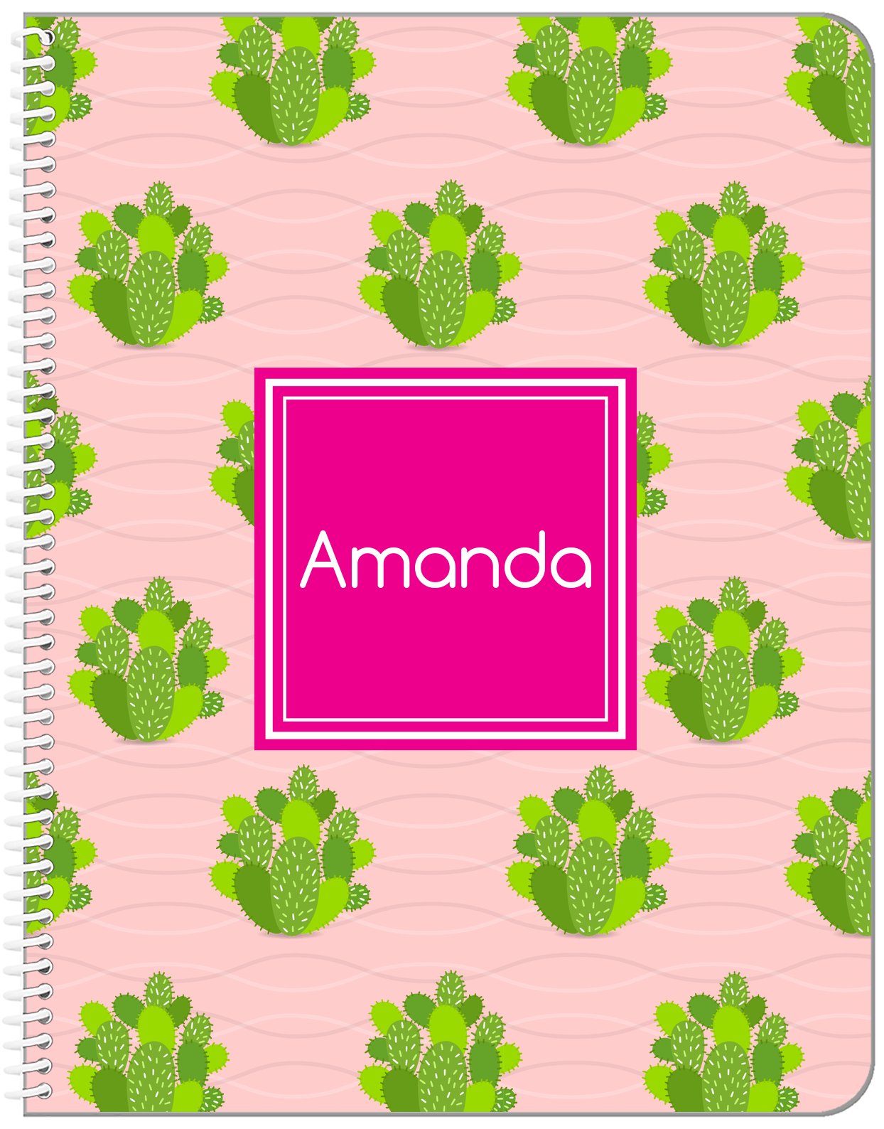 Personalized Cactus / Succulent Notebook IX - Cactus Pattern X - Front View