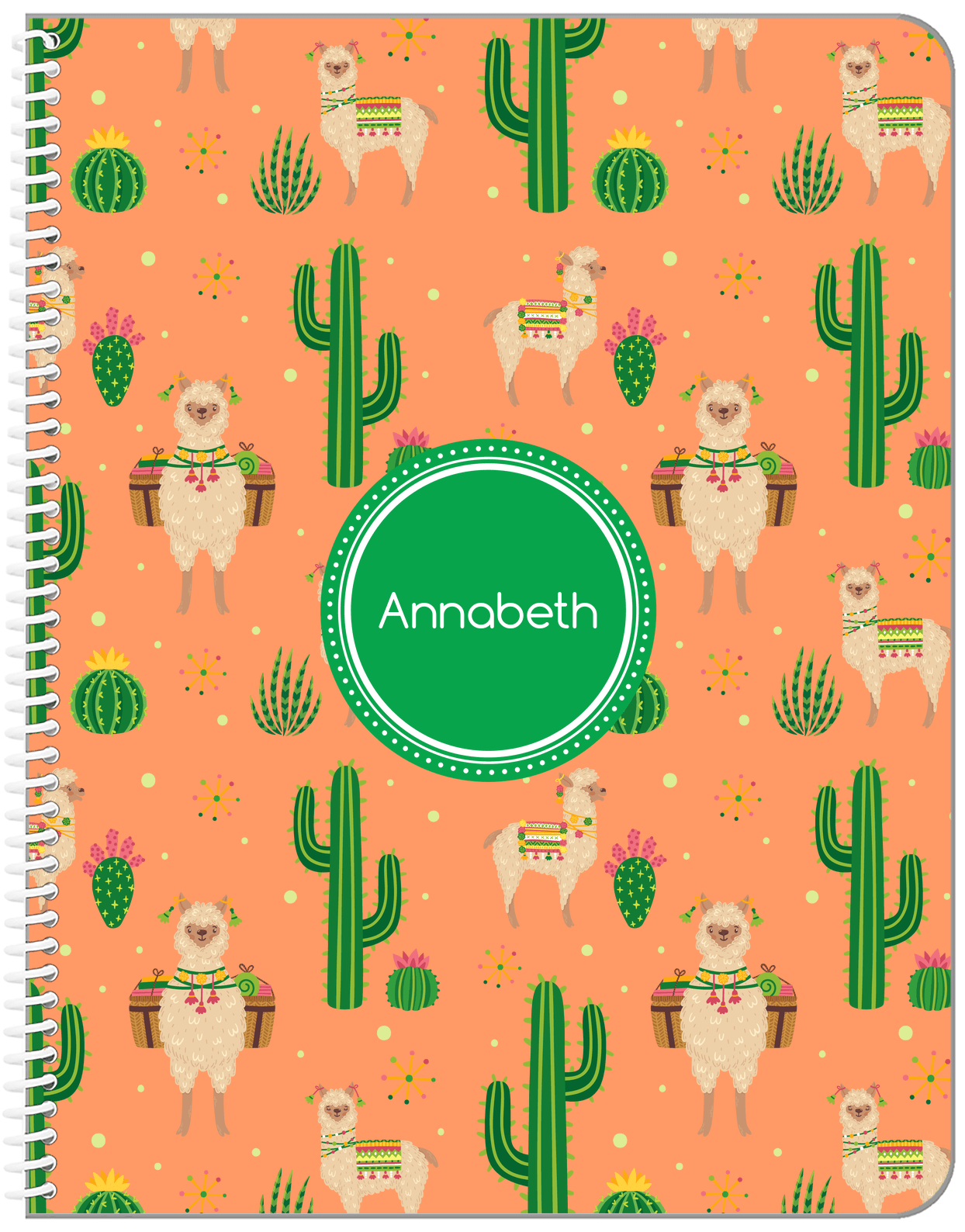 Personalized Cactus / Succulent Notebook X - Circle Nameplate - Front View