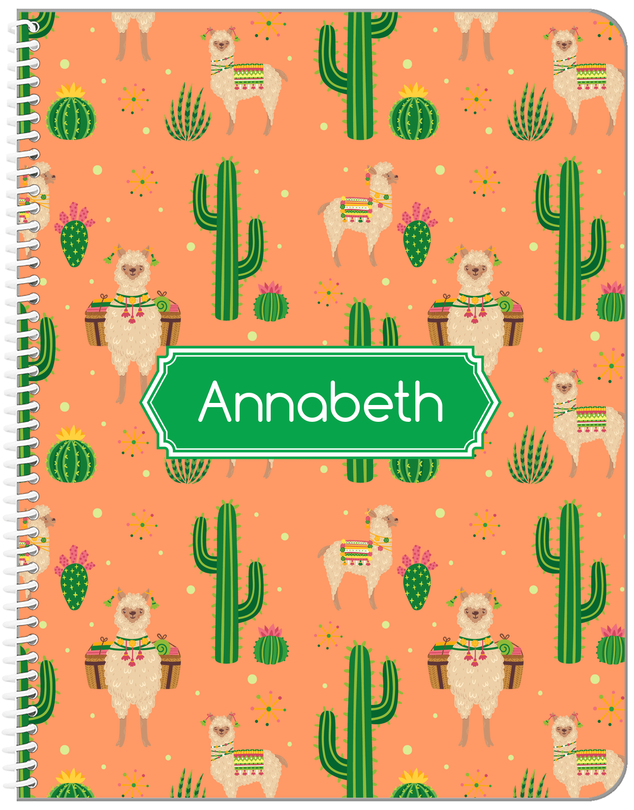 Personalized Cactus / Succulent Notebook X - Decorative Rectangle Nameplate - Front View