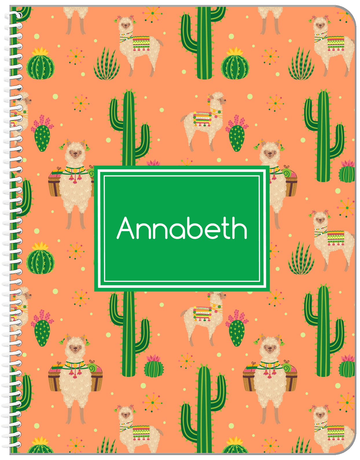 Personalized Cactus / Succulent Notebook X - Rectangle Nameplate - Front View
