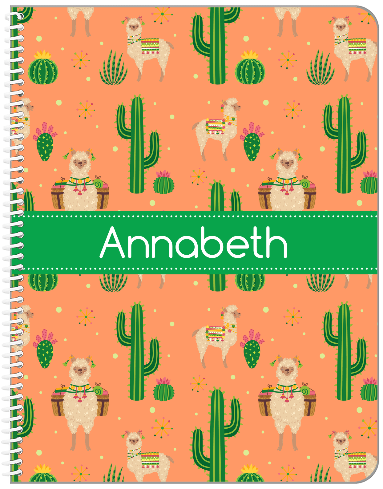 Personalized Cactus / Succulent Notebook X - Ribbon Nameplate - Front View