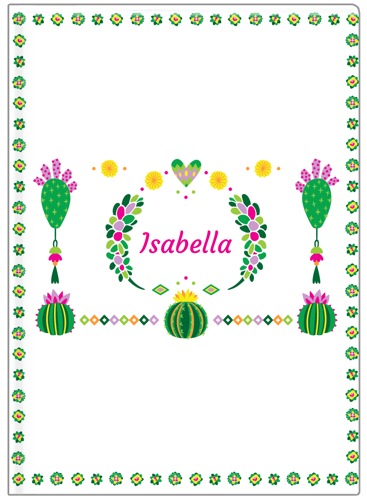 Personalized Cactus / Succulent Journal IV - Cactus Wreath - White Background - Front View