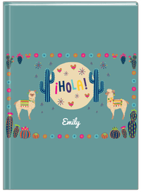 Thumbnail for Personalized Cactus / Succulent Journal VII - Hola Alpaca - Teal Background - Front View