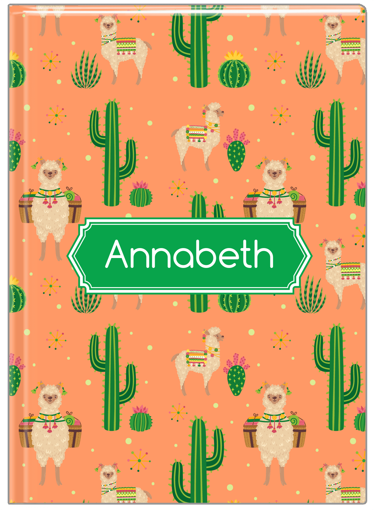 Personalized Cactus / Succulent Journal X - Alpacas - Decorative Rectangle Nameplate - Front View